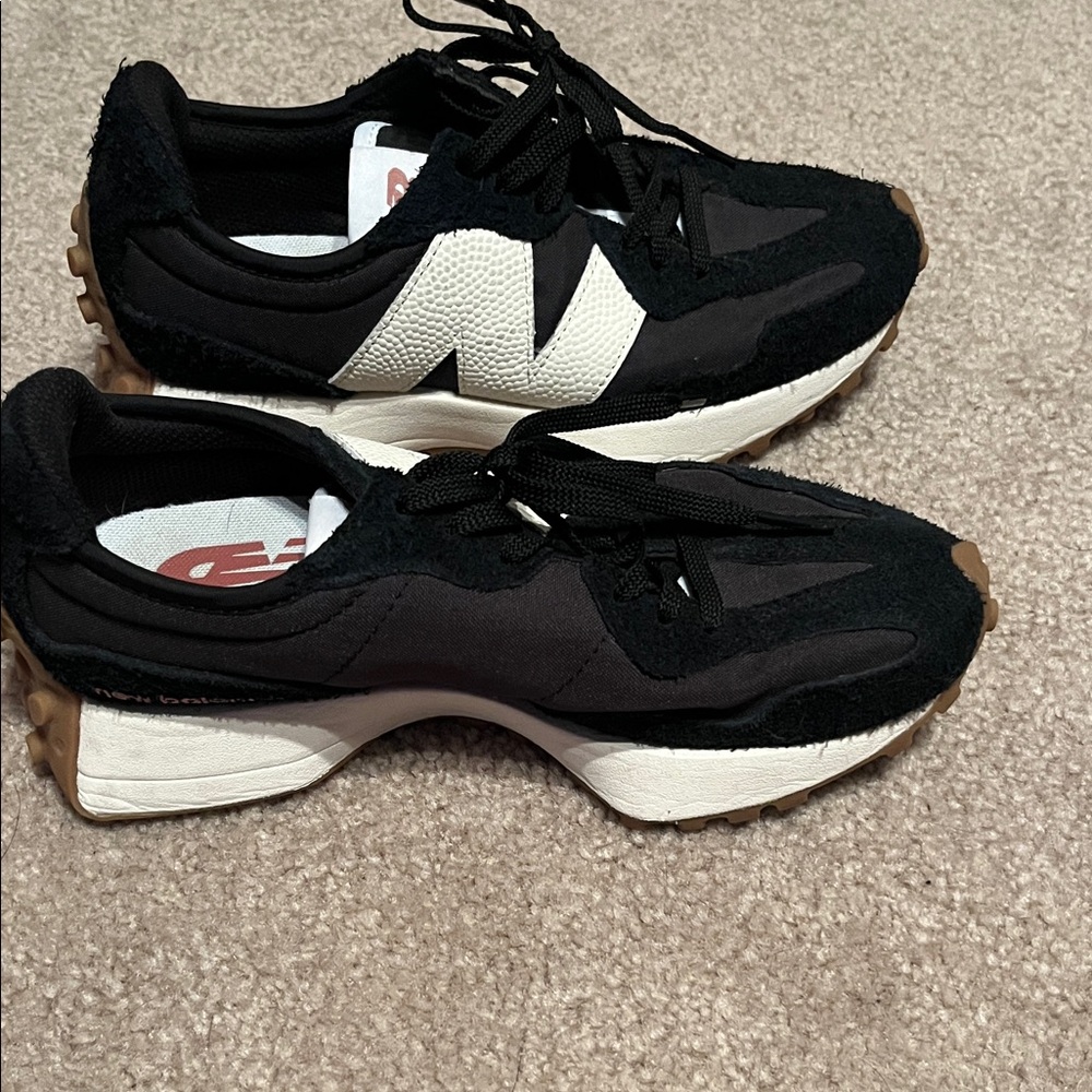 New Balance Black, White & Brown Retro Runner Sneakers